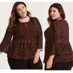 Torrid Flowered Peplum Top size 1